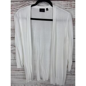 Womens Cyrus White Lightweight Open Front Cardigan Sweater 3/4 Sleeve Office 1X
